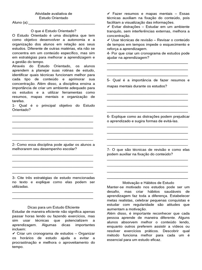 Guia Prático para Estudo Orientado | PDF | Aprendizado | Motivação