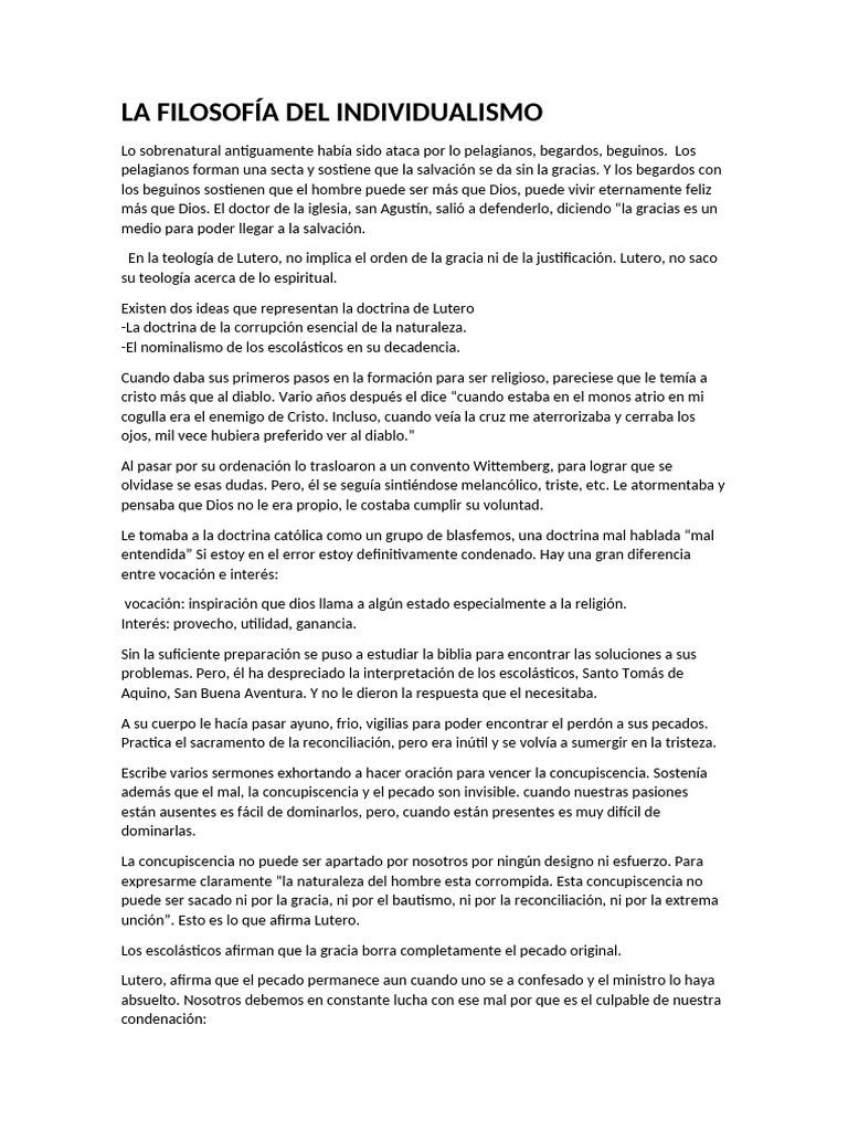 La Filosofía Del Individualismo | PDF | René Descartes | Gracia divina