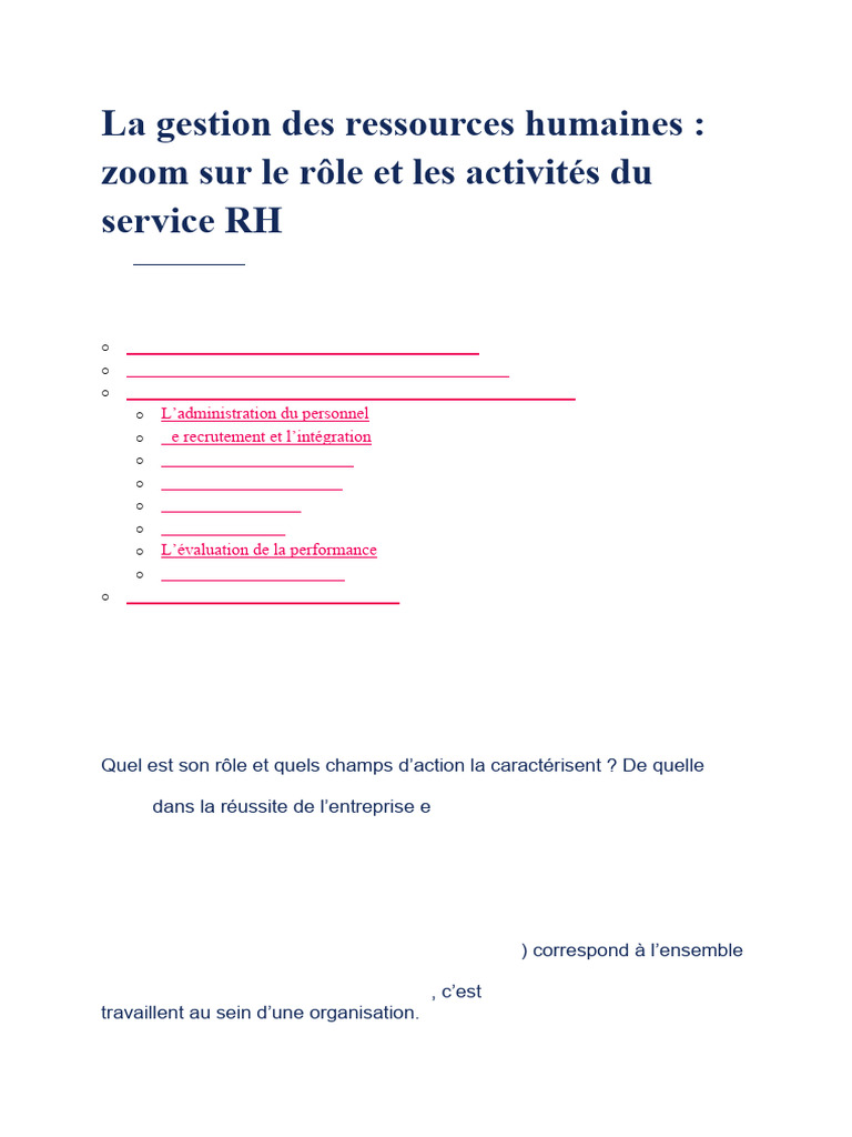 La Gestion Des Ressources Humaines | PDF | Gestion des ressources ...