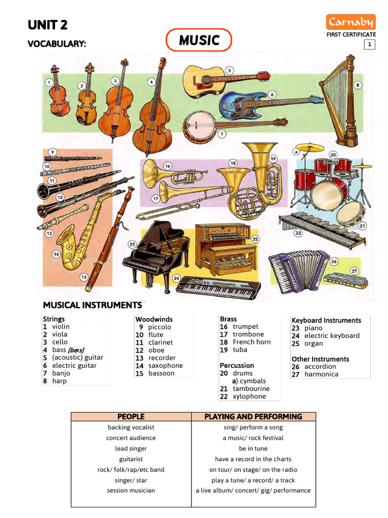EXTRA MATERIAL UNIT 2 First 2024 Bis | PDF | Musical Instruments ...