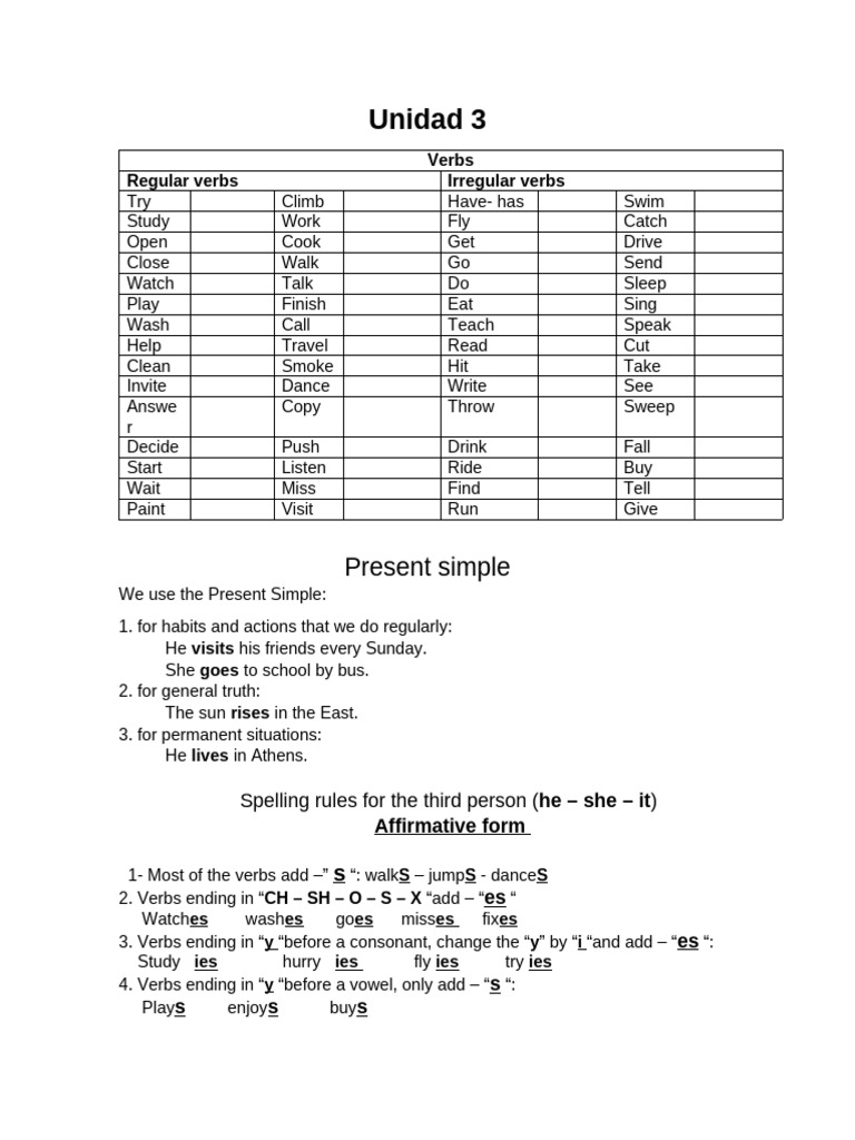 Present Simple and Tense Rules | PDF | Linguistics | Grammar