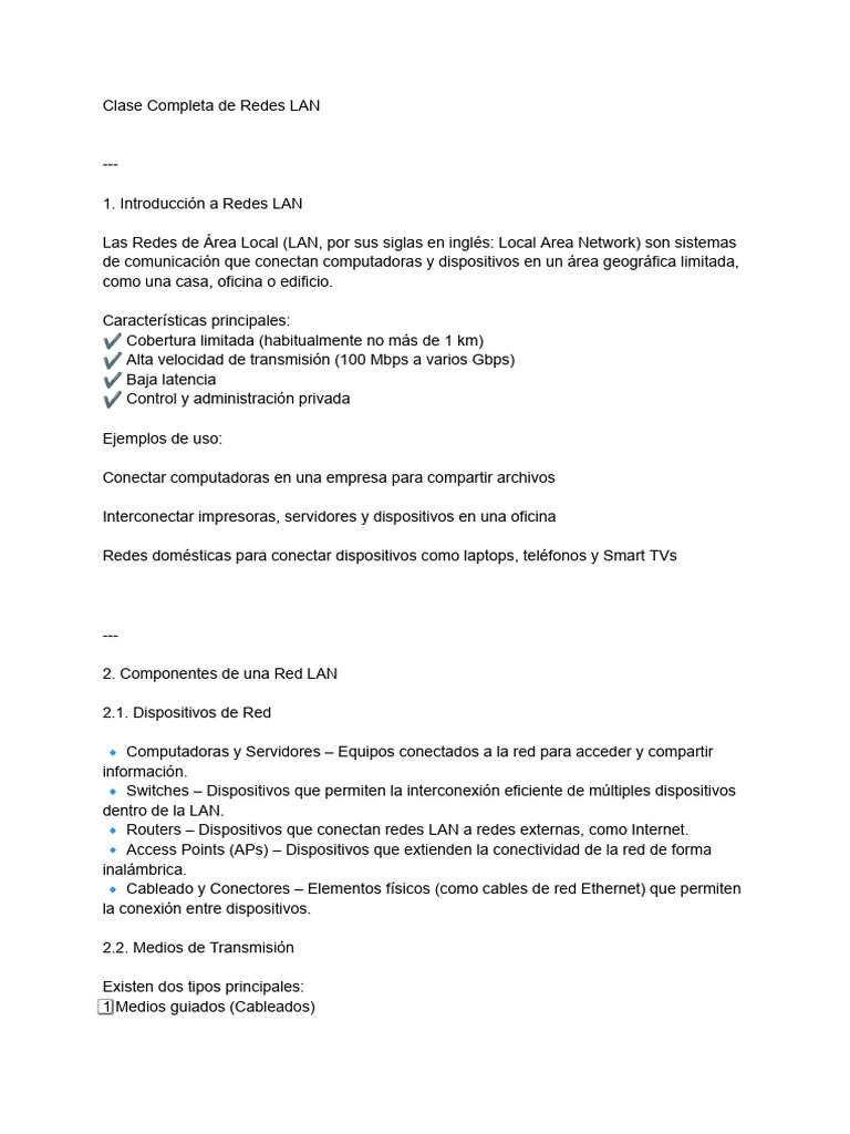 Guía Completa de Redes LAN | PDF | Red de computadoras | Protocolos de ...