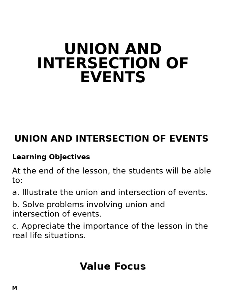 Union & Intersection of Events Explained | PDF