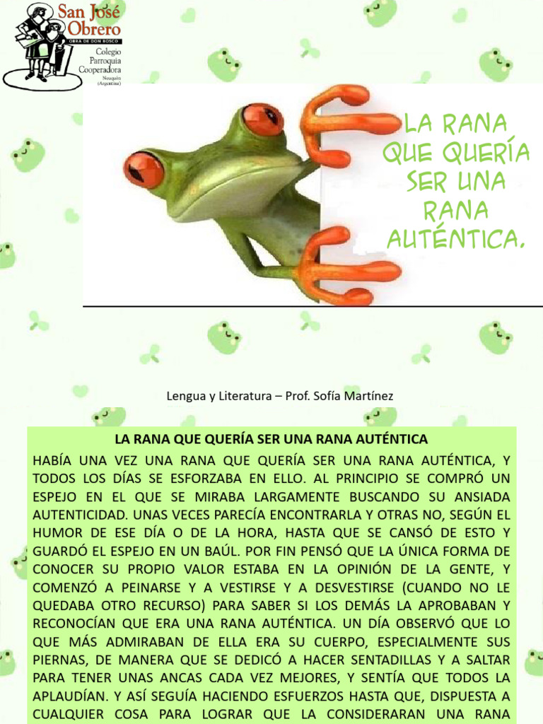 La rana que quería ser auténtica | PDF | Cuentos