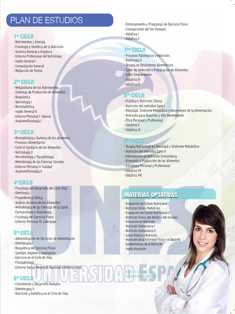 Plan de Estudios en Nutrición y Bienestar | PDF | Nutrición | Dieta y ...