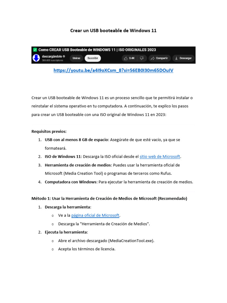 Crear USB Booteable Windows 11 | PDF | Arranque | Compatibles con PC Ibm