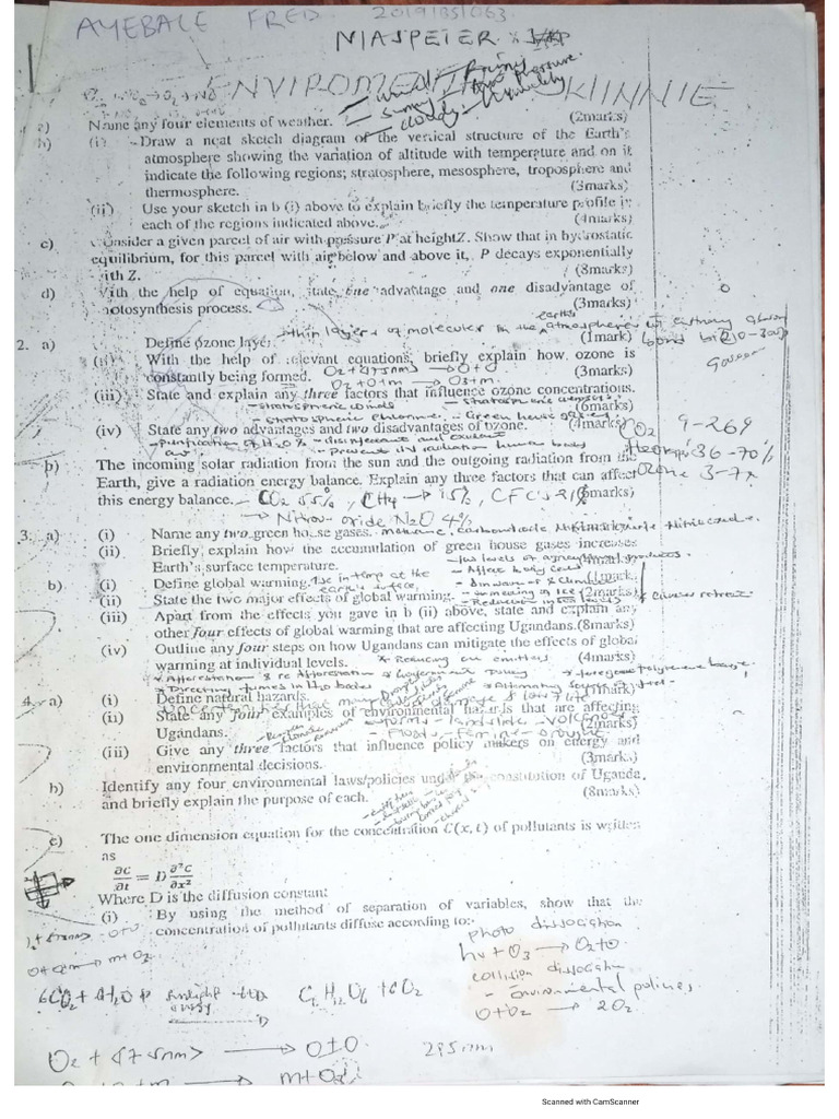 12 Environmental Physics Past Papers | PDF