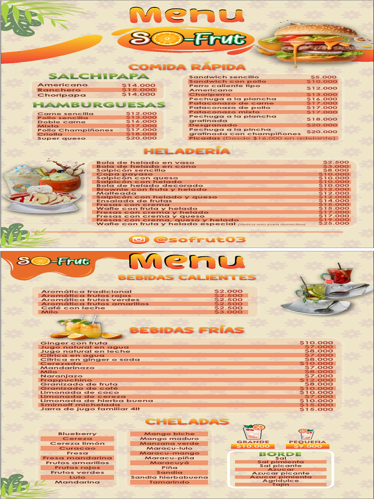 Menu So Frut | PDF