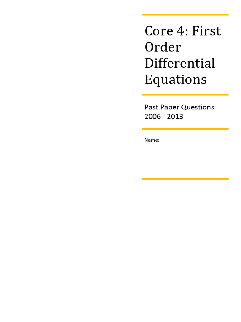First Order Differential Equations Past Papers | PDF