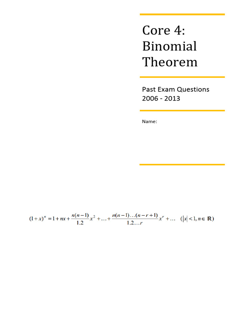 Exam Questions Binomial Expansion | PDF
