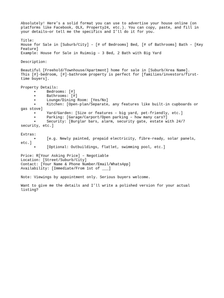 Apartment Advertising Format Template | PDF