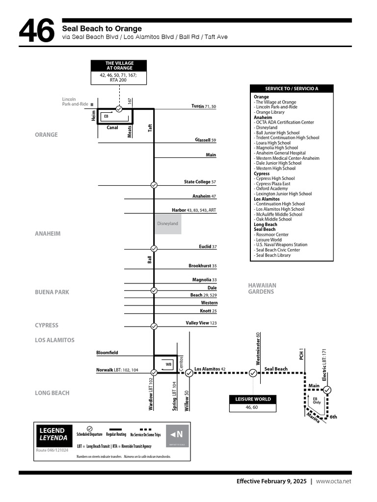46 OCTA Bus Schedule Overview | PDF | Orange County | Public Transport