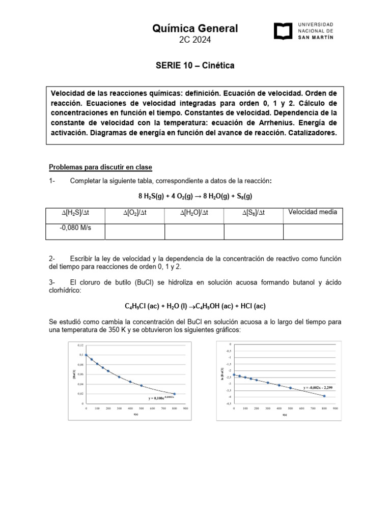 Serie 10 - 2C - 2024 | PDF | Amoníaco | Gases