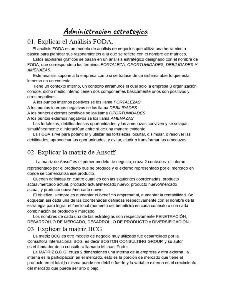 Análisis FODA y Estrategias Empresariales | PDF | Análisis FODA | Business