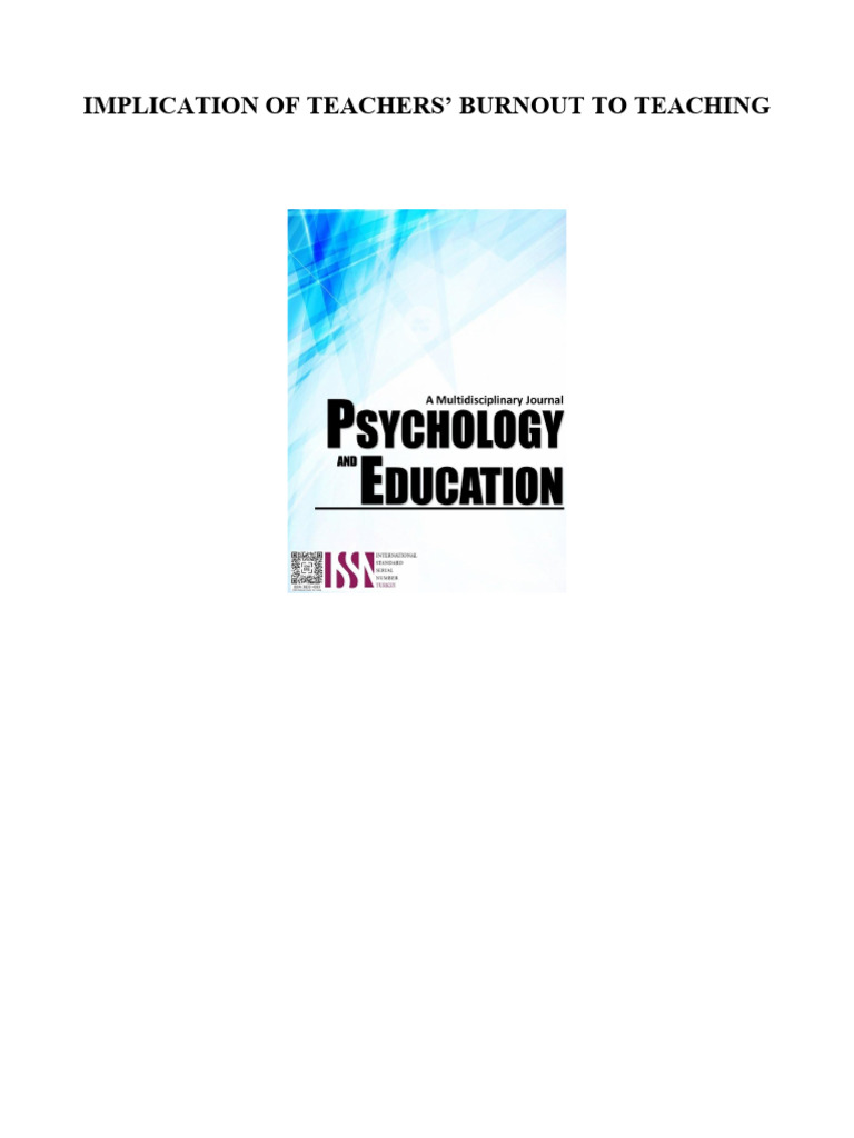Teachers' Burnout and Teaching Effectiveness | PDF | Occupational ...