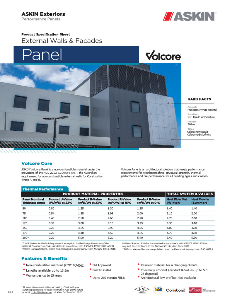 Askin Volcore Panel Specifications | PDF | Chlorofluorocarbon ...