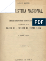 La Industria Nacional 1889-1890. Estudios I Descripciones de Algunas Fábricas de Chile Publicadas en El Boletín de La Sociedad de Fomento Fabril. Cuaderno I. (1891)