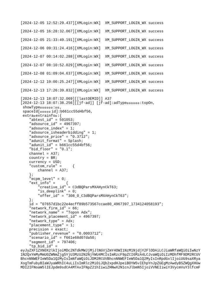 XM Support Login Success Logs | PDF