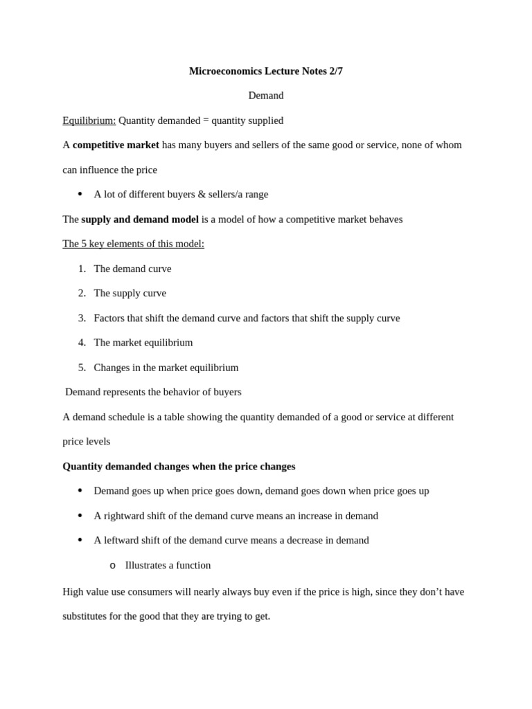 Microeconomics: Demand and Equilibrium Insights | PDF | Demand | Supply ...