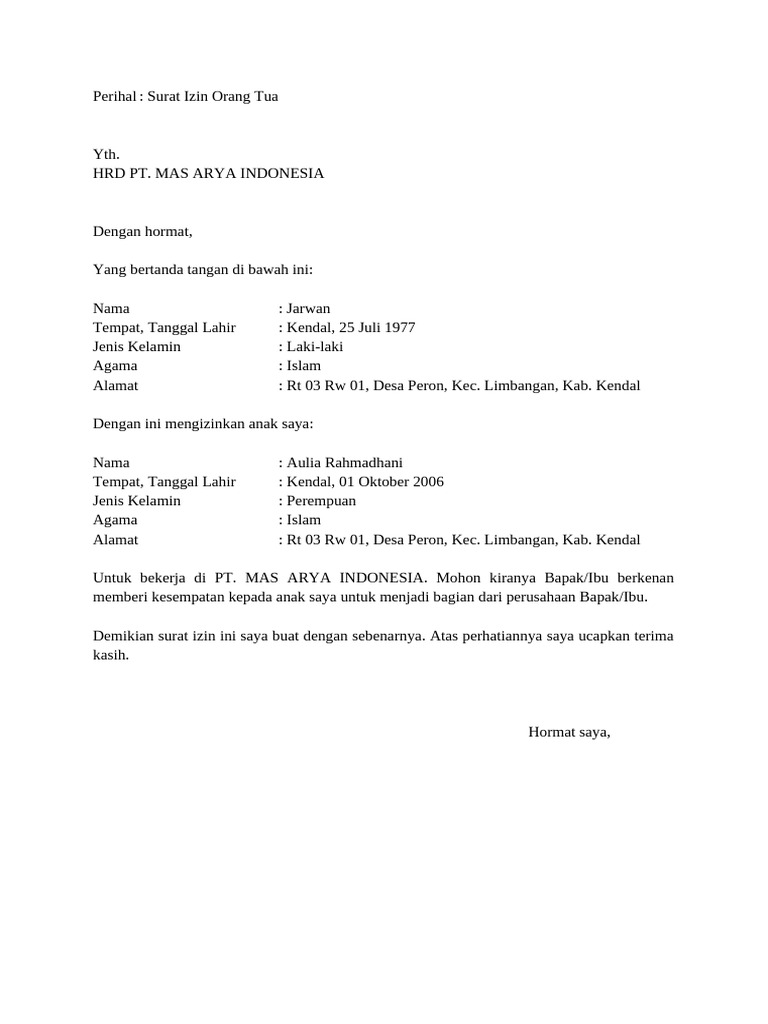 Surat Izin | PDF