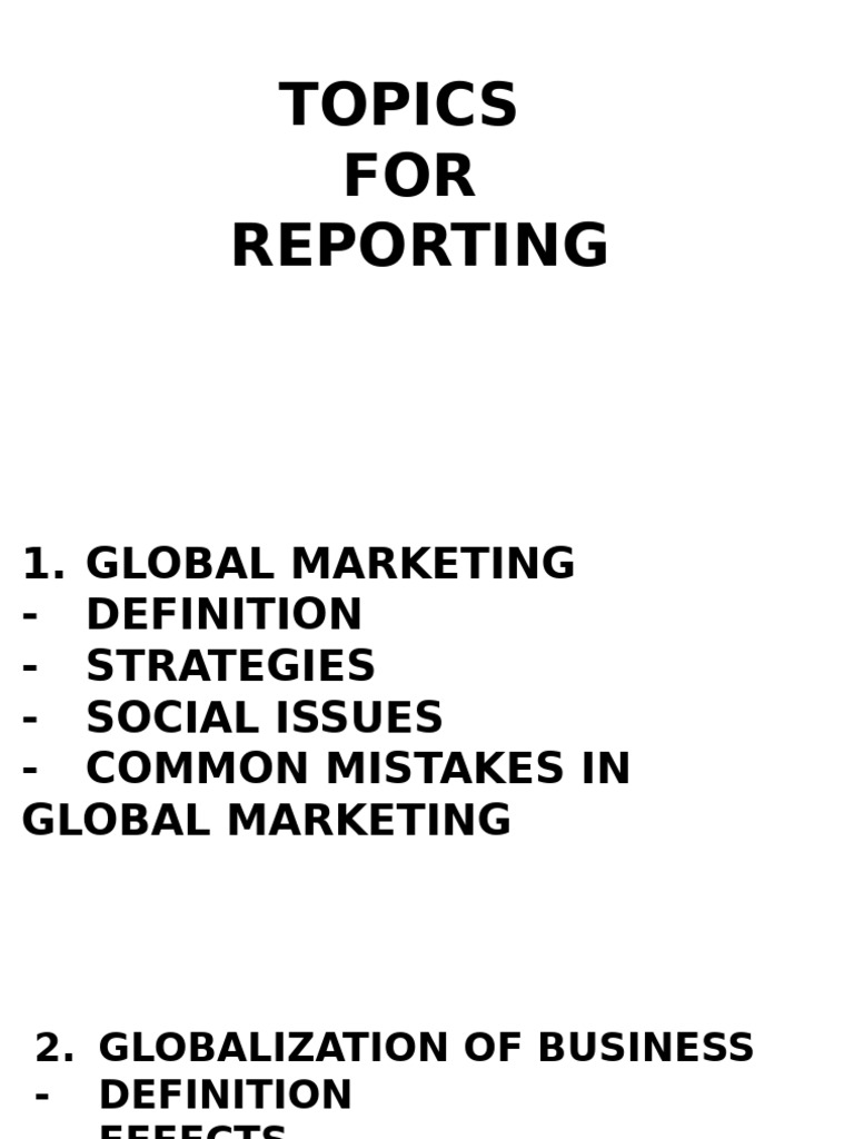 TOPICS FOR REPORTING-PPT | PDF