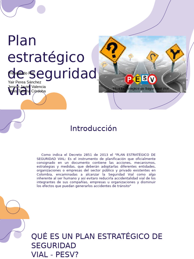 Plan Estratégico de Seguridad Vial en Colombia | PDF | Seguridad vial ...