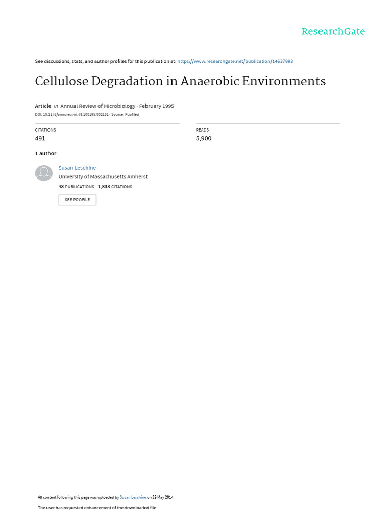 Anaerobic 20 Cellulose 20 Degredation | PDF | Cellulose | Biodegradation