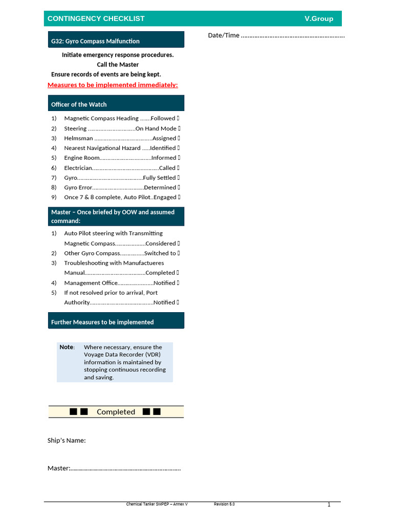 Gyro Compass Malfunction Checklist | PDF