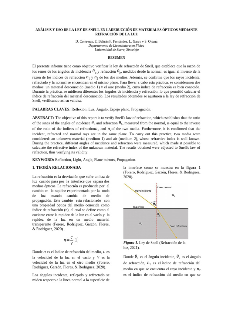 Verificación de la Ley de Snell en Óptica | PDF | Refracción | Ligero