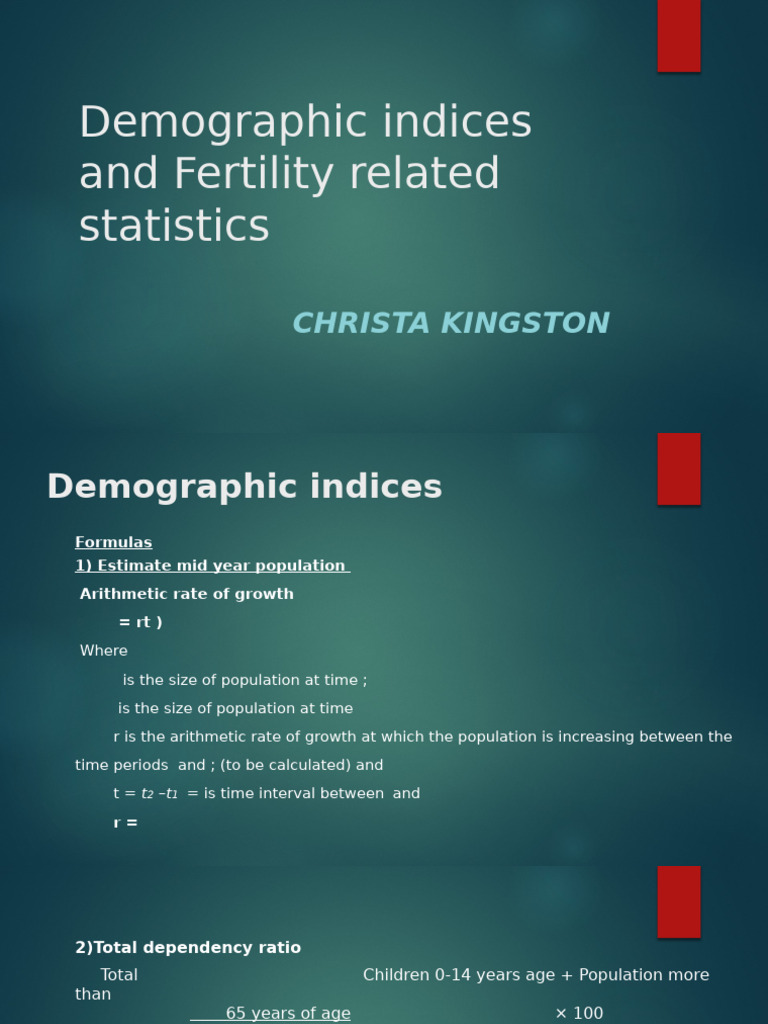 Demographic Indices and Fertility Statistics | PDF | Total Fertility ...