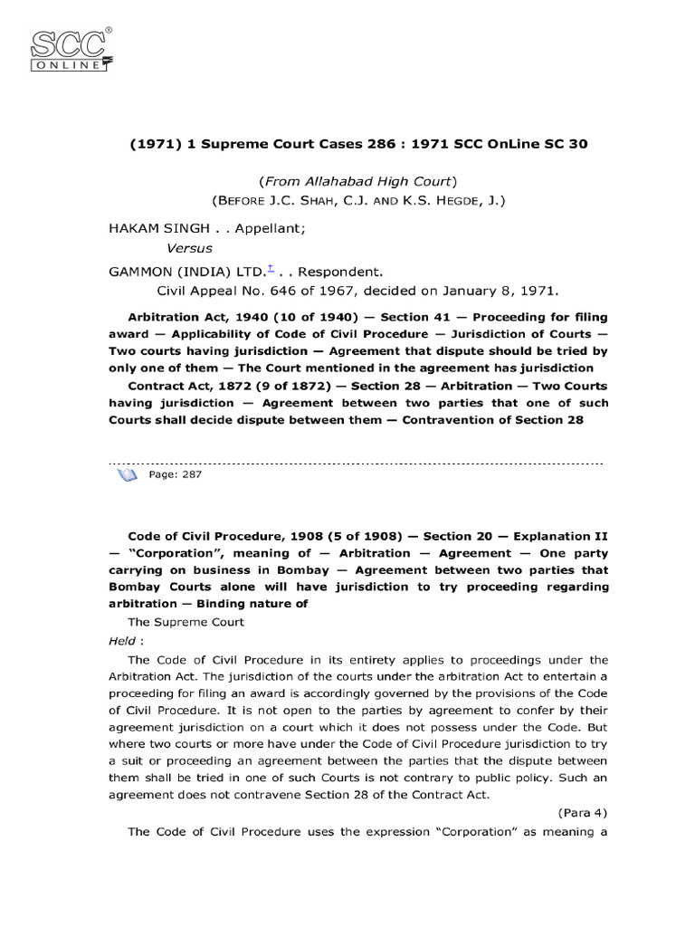 J 1971 1 SCC 286 1971 SCC OnLine SC 30 AIR 1971 SC 740 Satyammishra010 ...