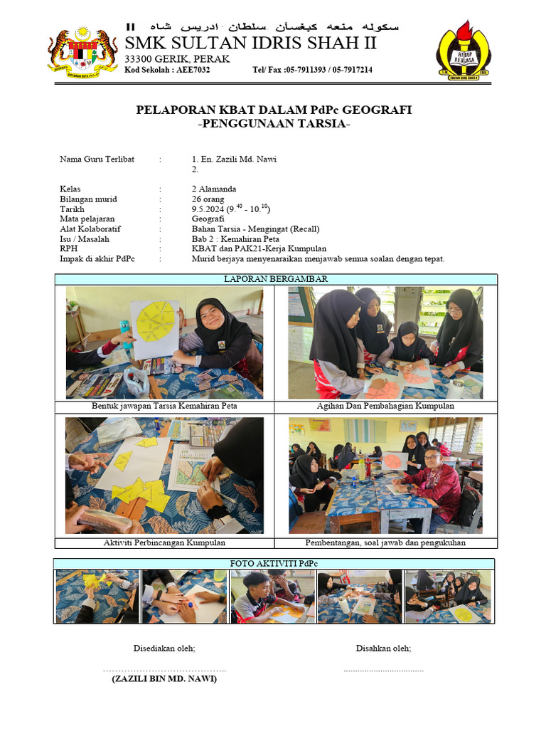 Laporan Penggunaan Tarsia Dalam Pdpc Geografi Pdf