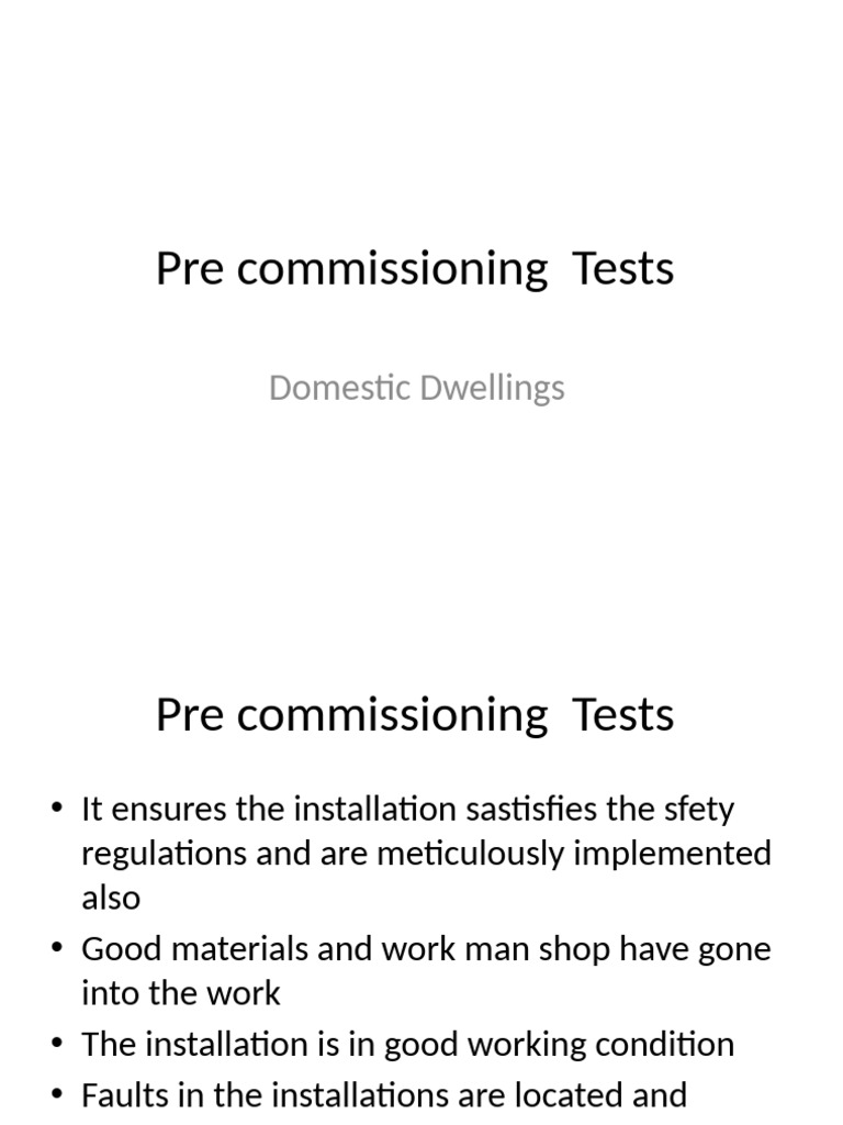 Pre-Commissioning Tests for Domestic Installations | PDF | Switch ...