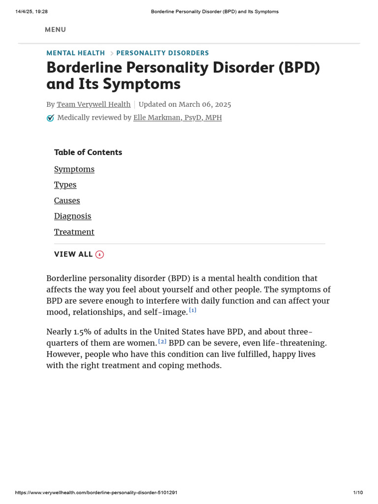 Understanding Borderline Personality Disorder | PDF | Borderline ...