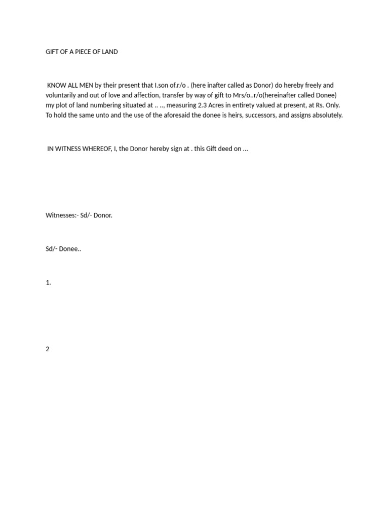 Land Gift Deed Template | PDF