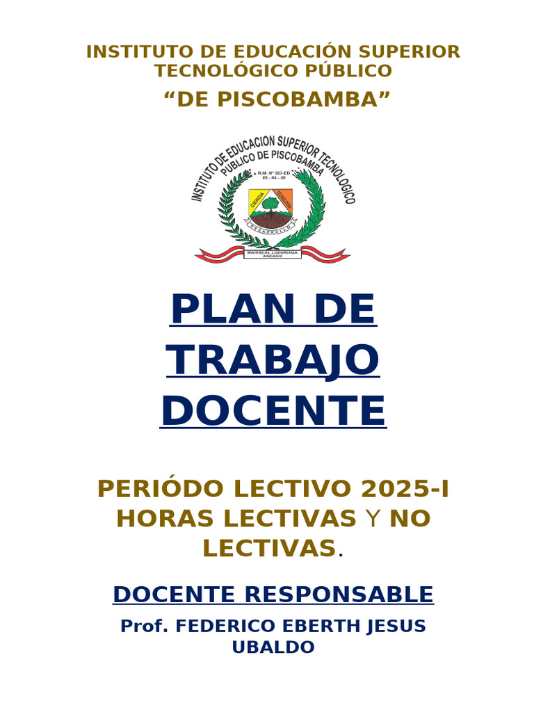 Plan de Trabajo Docente 2025-I | PDF | Planificación | Enseñando