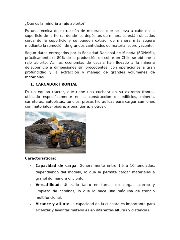 Minera a Rajo Abierto: Definicin y Equipos | PDF | Perforacin | Minera