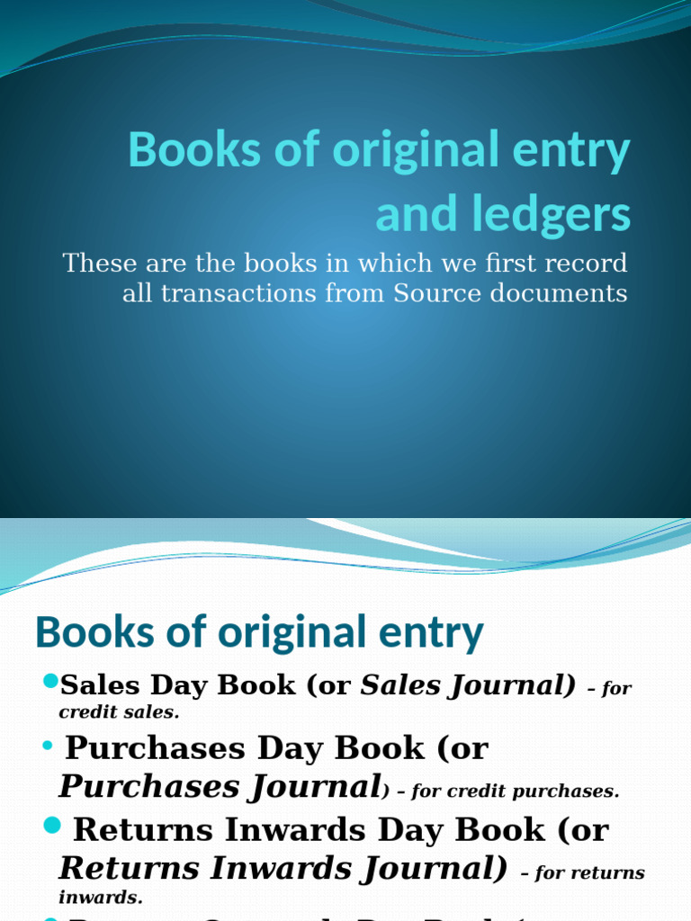 Overview of Books of Original Entry | PDF | Debits And Credits | Accounting