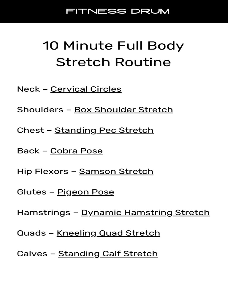 10-Minute Full Body Stretch Guide | PDF