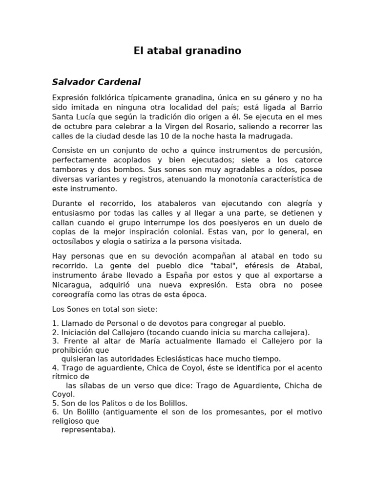 El atabal granadino: tradición y sones | PDF | Tambor