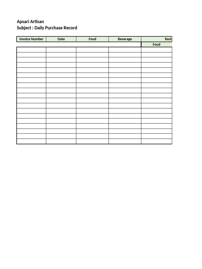 Daily Purchase Record for Apsari Artisan | PDF