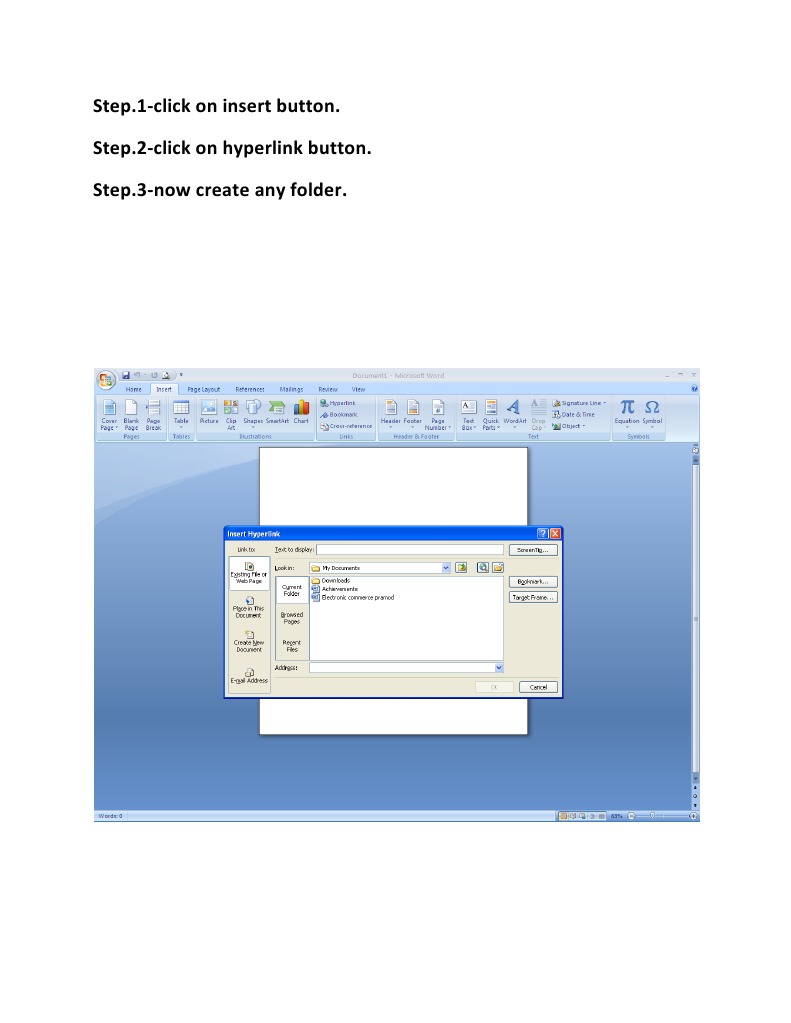 Step.1-Click On Insert Button. Step.2-Click On Hyperlink Button. Step.3 ...