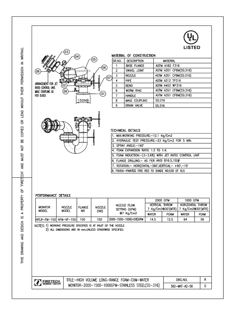 HVLR Foam Monitor Variable Flow Type 1000 1500 2000 GPM SS 316 | PDF