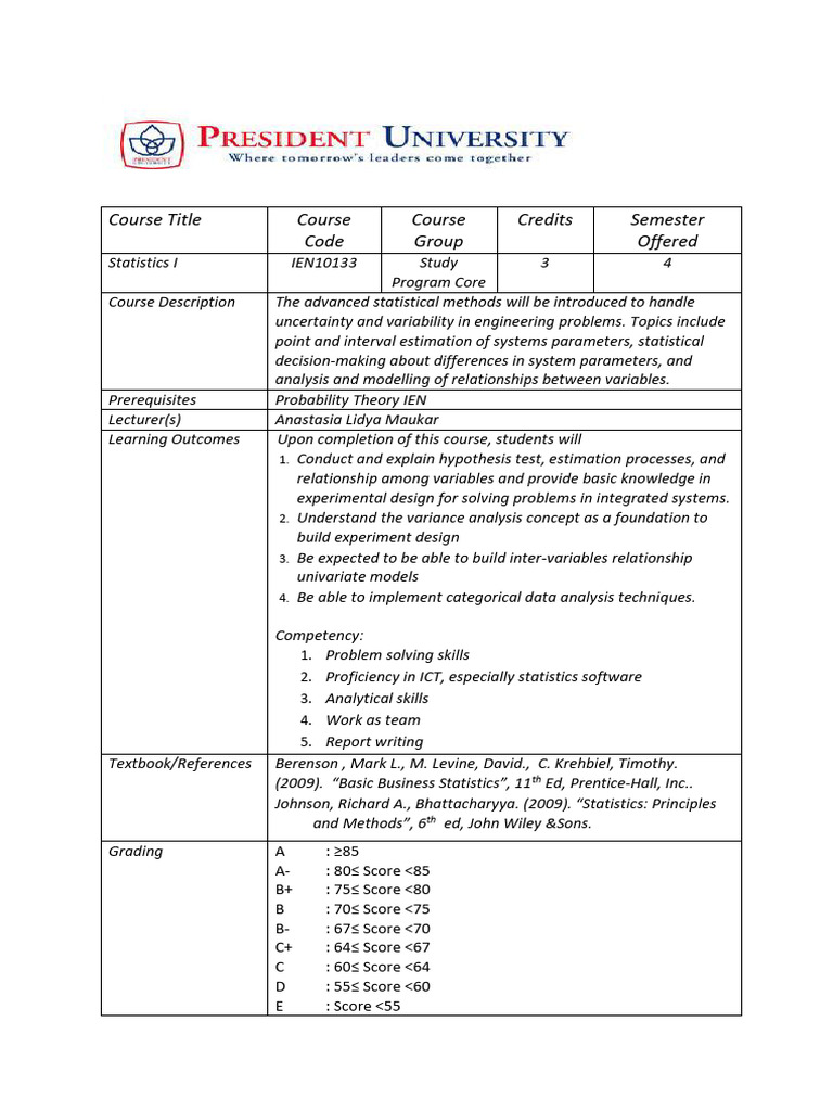 Statistics I Course Overview and Structure | PDF | Statistics | Applied ...