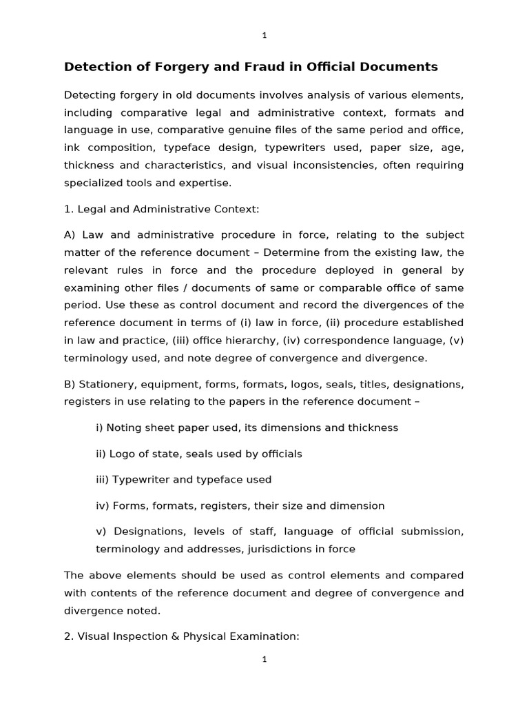 SOP for Detection of Forgery in Office Documents | PDF | Typefaces ...