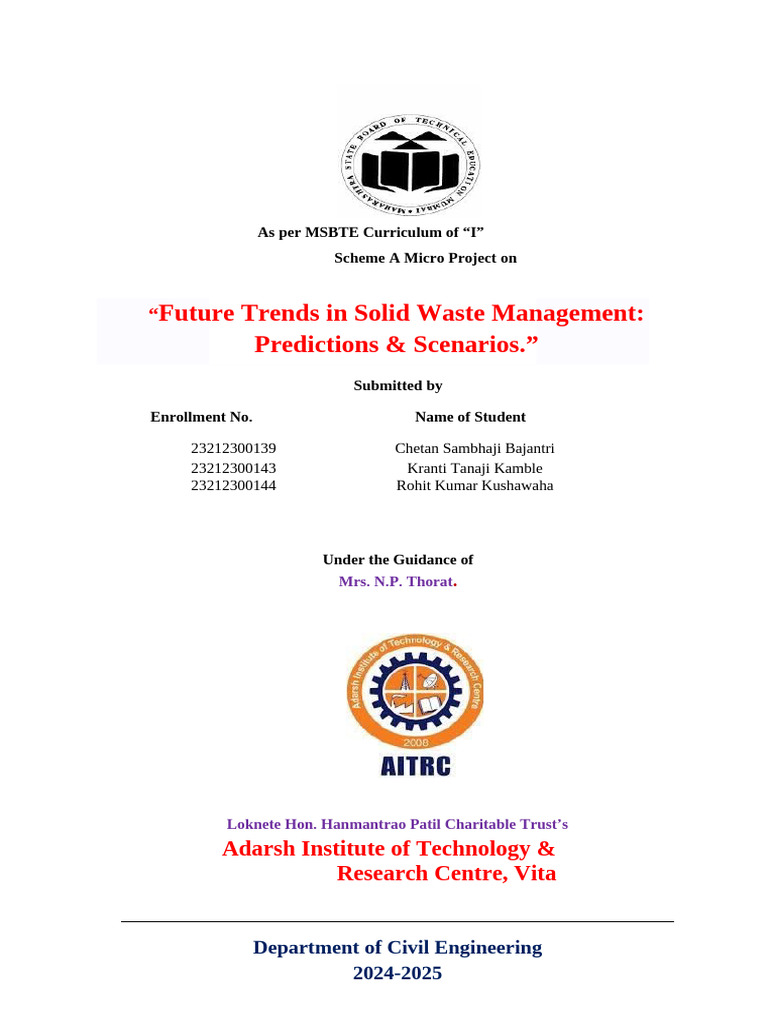 SWM Kranti Micro Project | PDF | Waste Management | Recycling