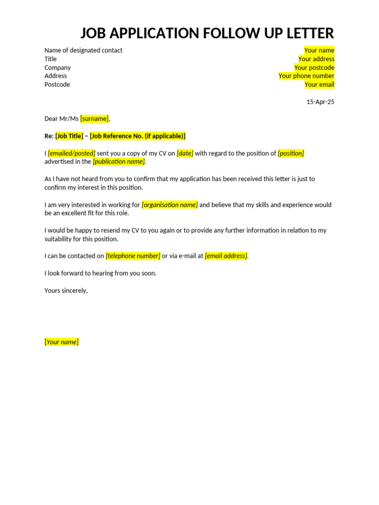 7c. Application Follow Up Letter | PDF