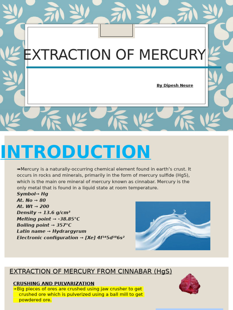 Mercury Extraction Process Explained | PDF | Mercury (Element) | Ore