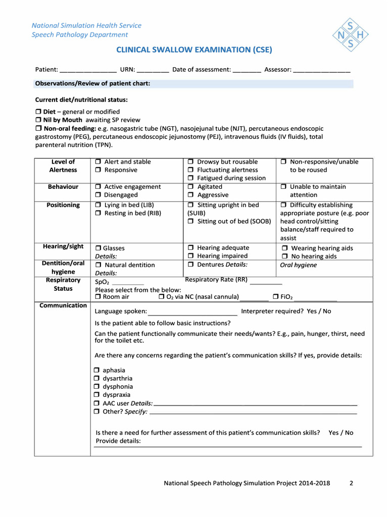 Clinical Swallow Examination Report | PDF | Tongue