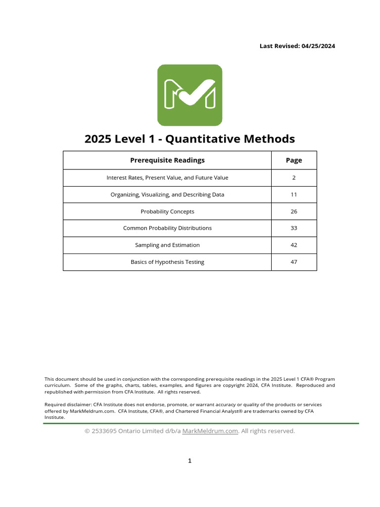 2025 L1 QM - PreReqs | PDF | Time Value Of Money | Present Value
